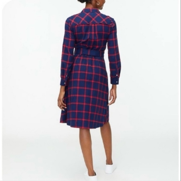 J. Crew Navy and Red Plaid Long Sleeve Dress - Picture 8 of 11